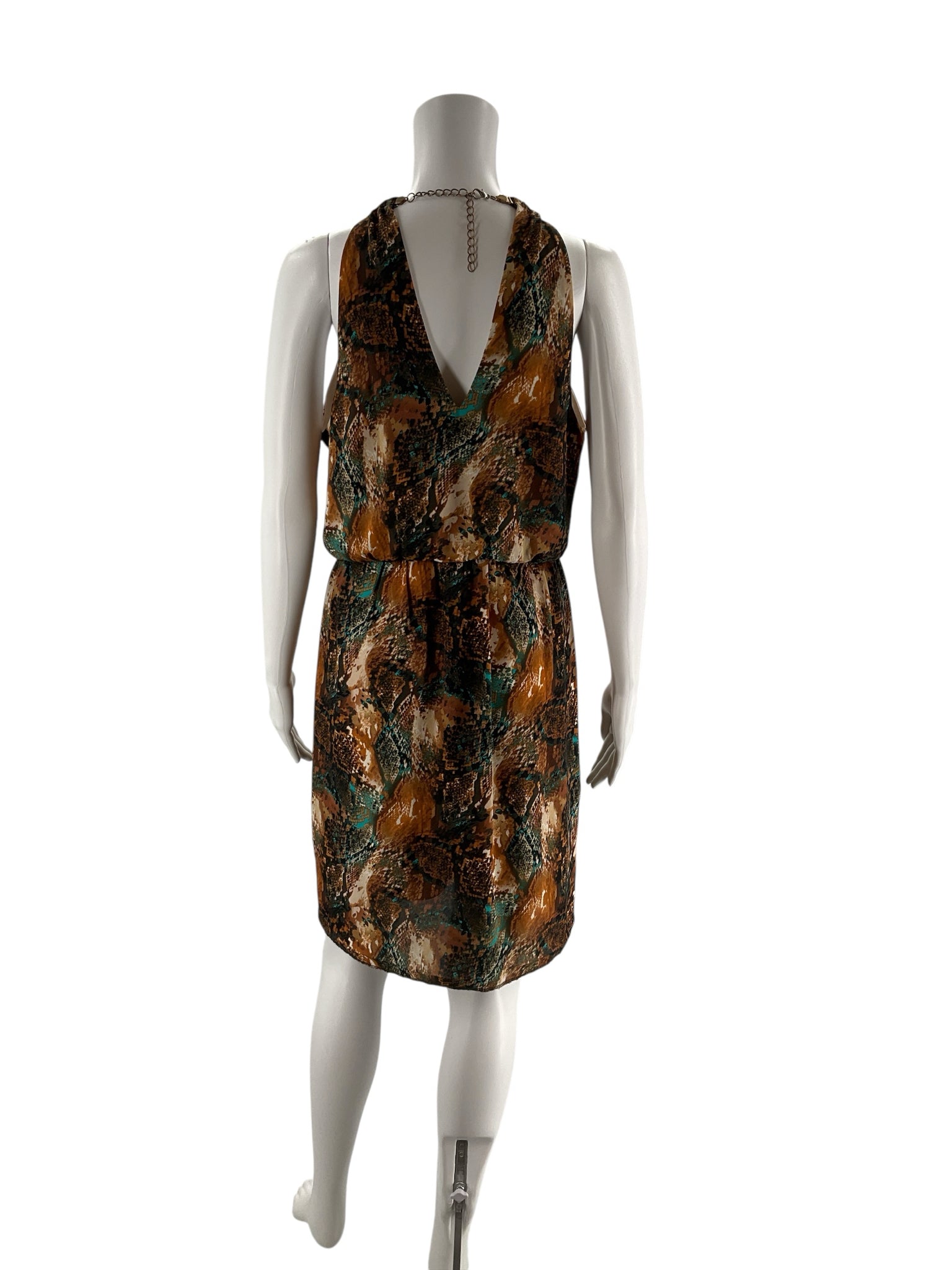 Bisou Bisou Brown/Teal Snake Pre-Owned Ladies Dress - Size 6