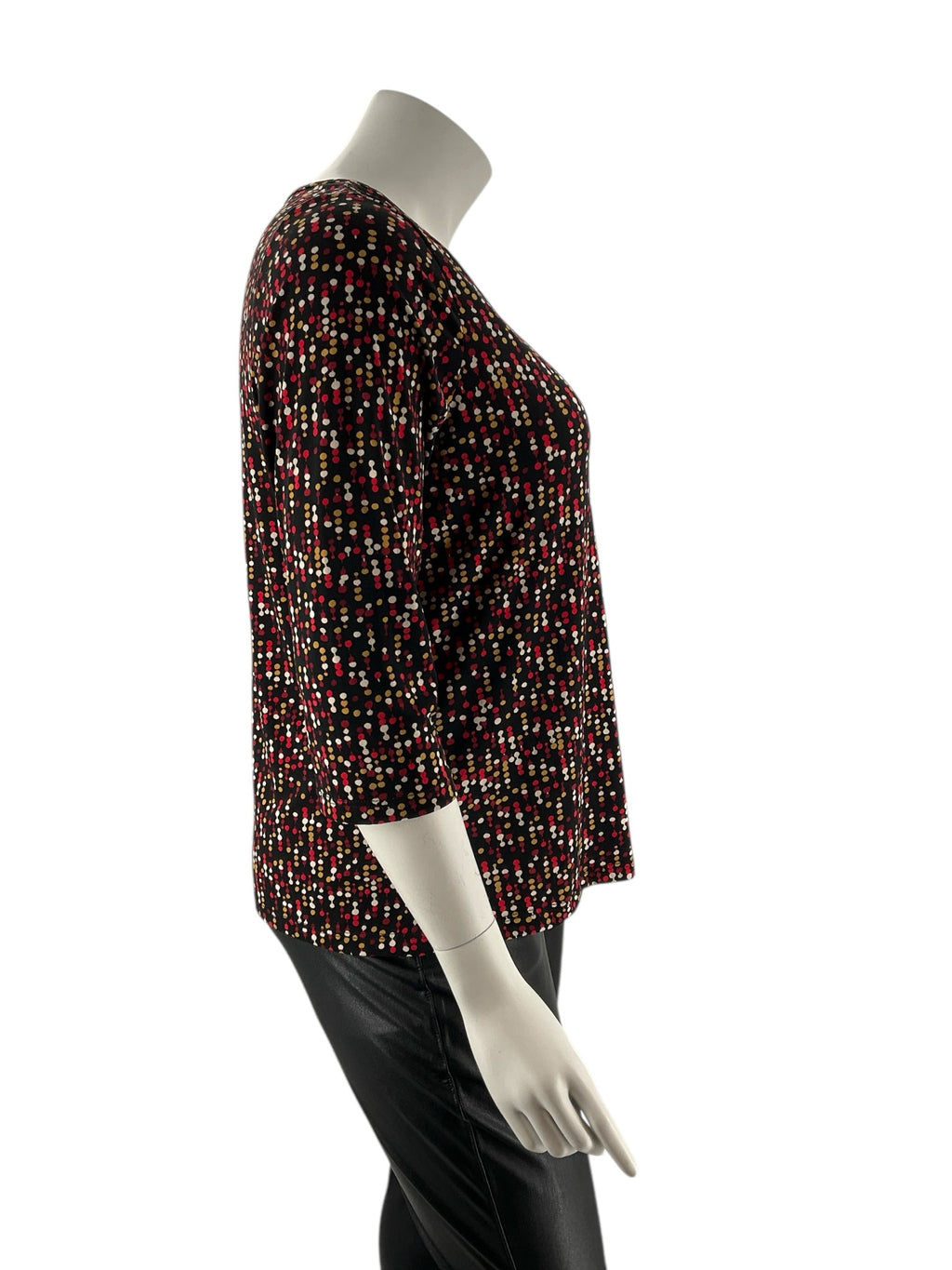 Notations Black/Pink/Burgundy/Red Dots Pre-Owned LadiesTop -  Size 1X