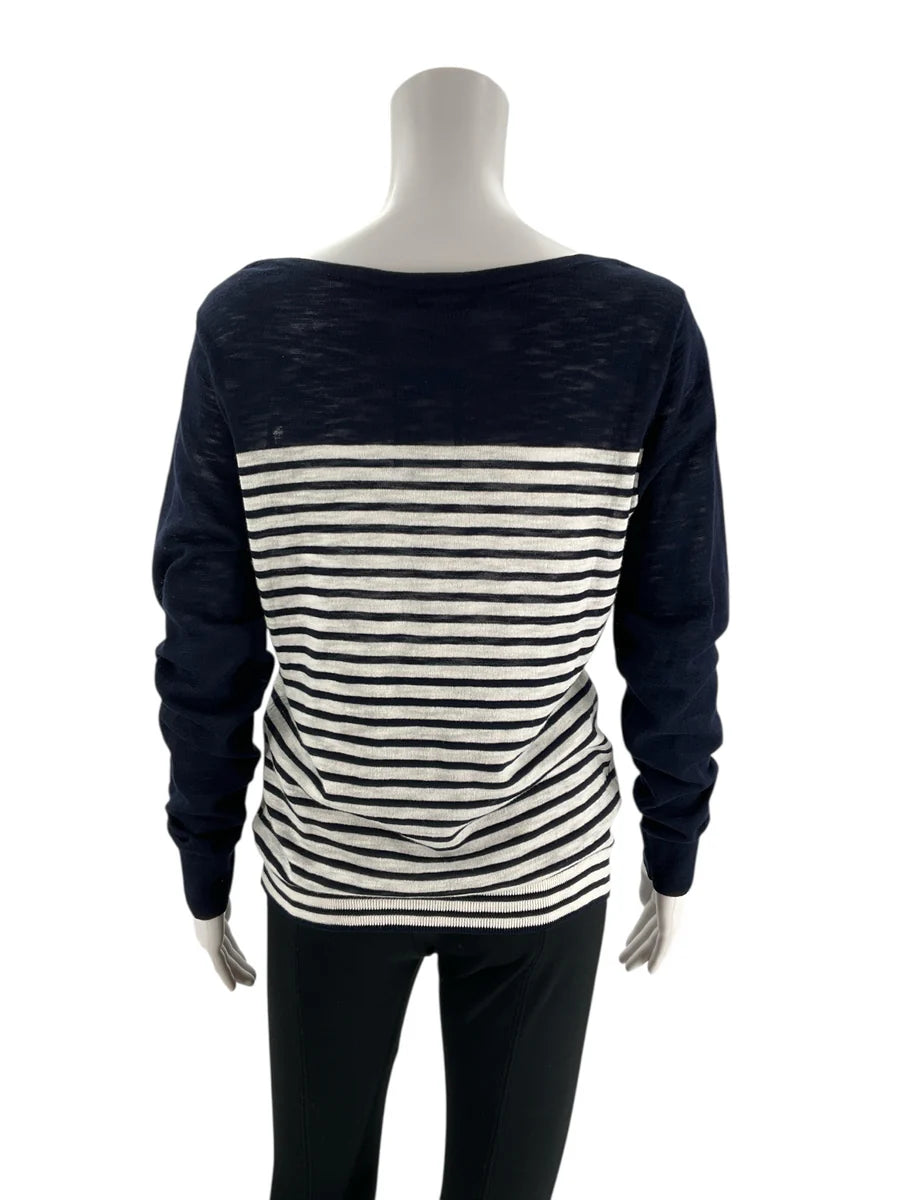 J Crew Navy/White Stripe Pre-Owned Ladies New with Tags Top - Size Medium