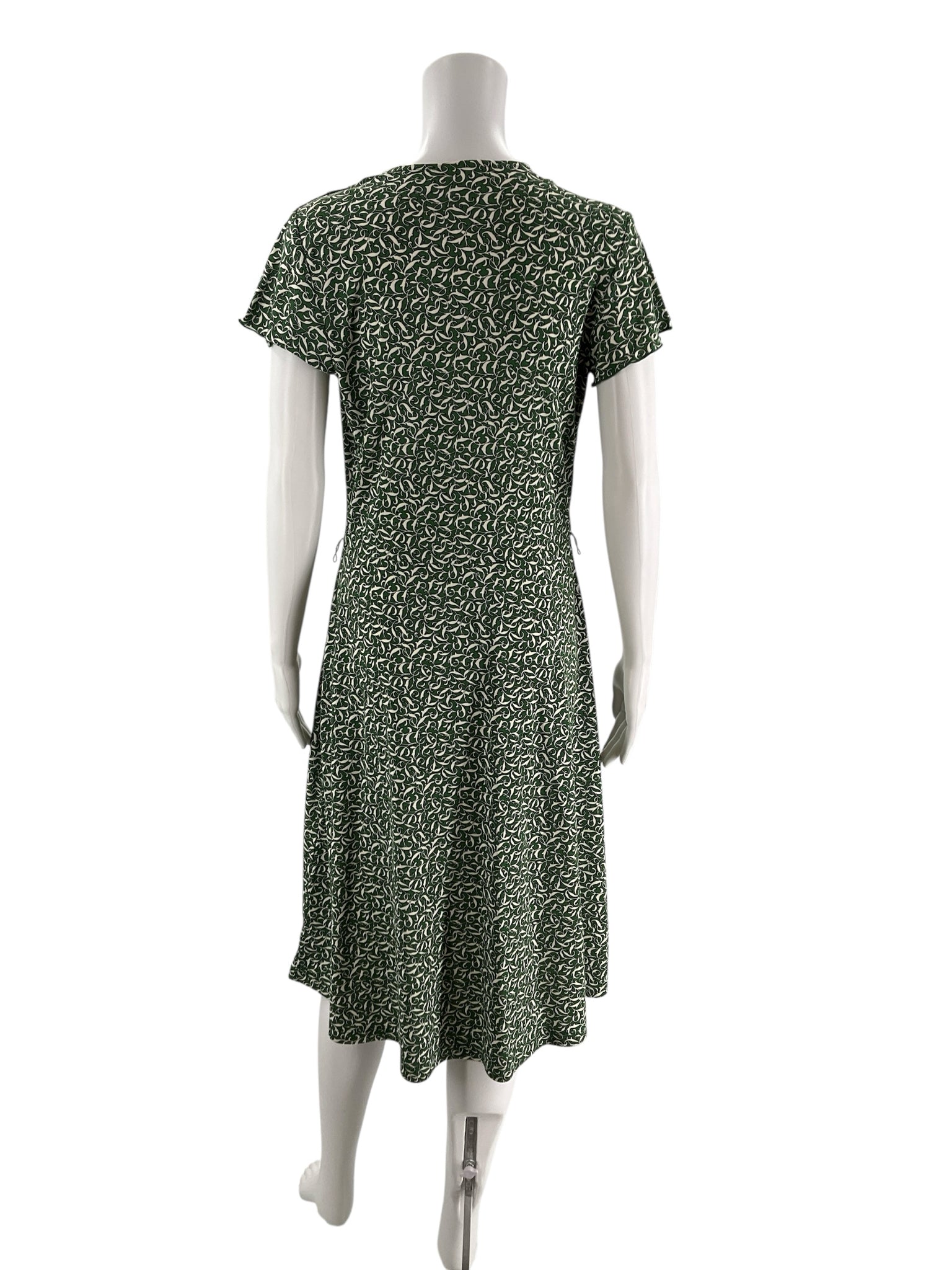 Charter Club Ivory/Green Print Pre-Owned Ladies Dress - Size 8
