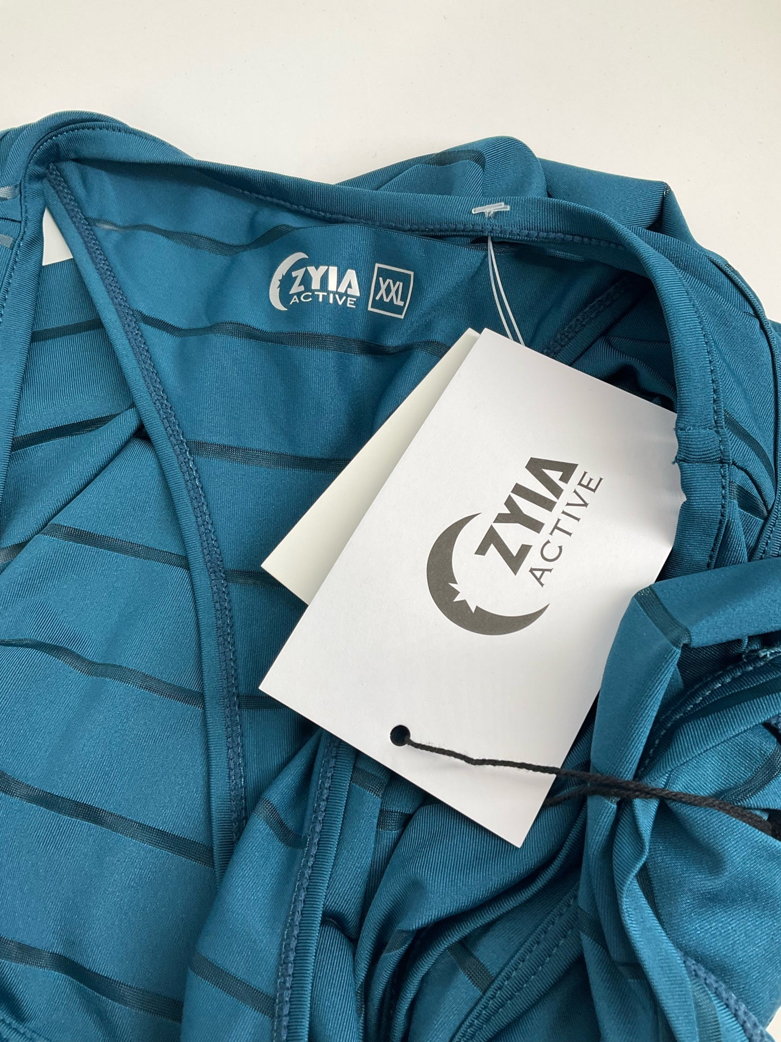 Ziya Teal Stripe Pre-Owned Ladies Sleeveless Top - Size 2XL