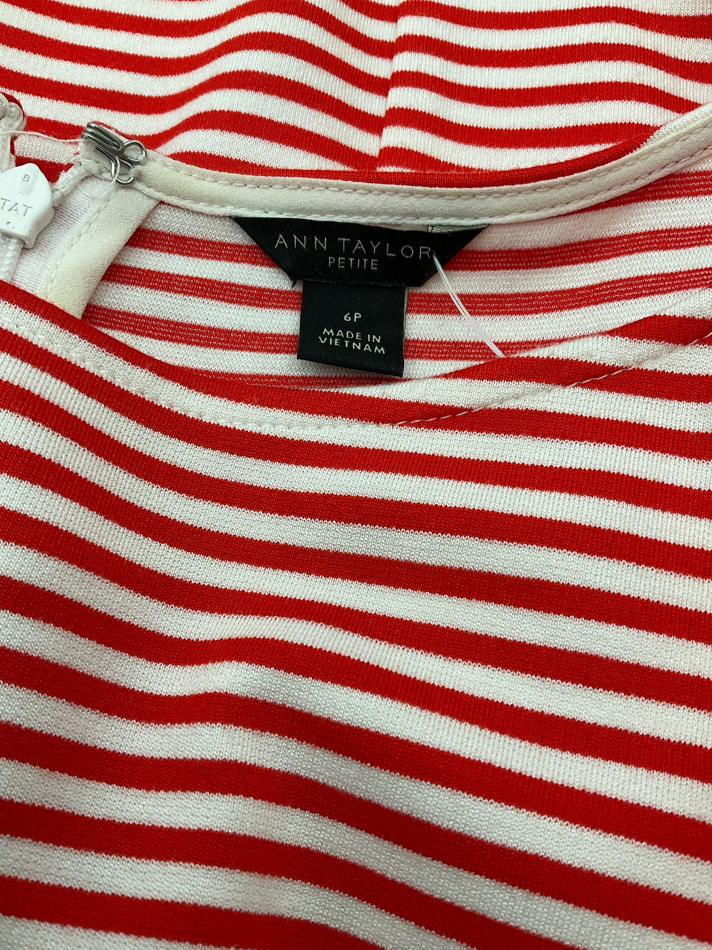 Ann Taylor Red/White Stripe Pre-Owned Ladies Dress - Size 6 Petite