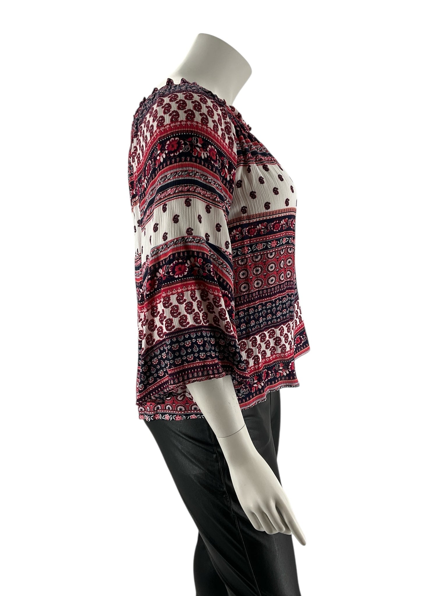 Lane Bryant Red/White/Navy Print Pre-Owned Casual Top -  Size 14/16