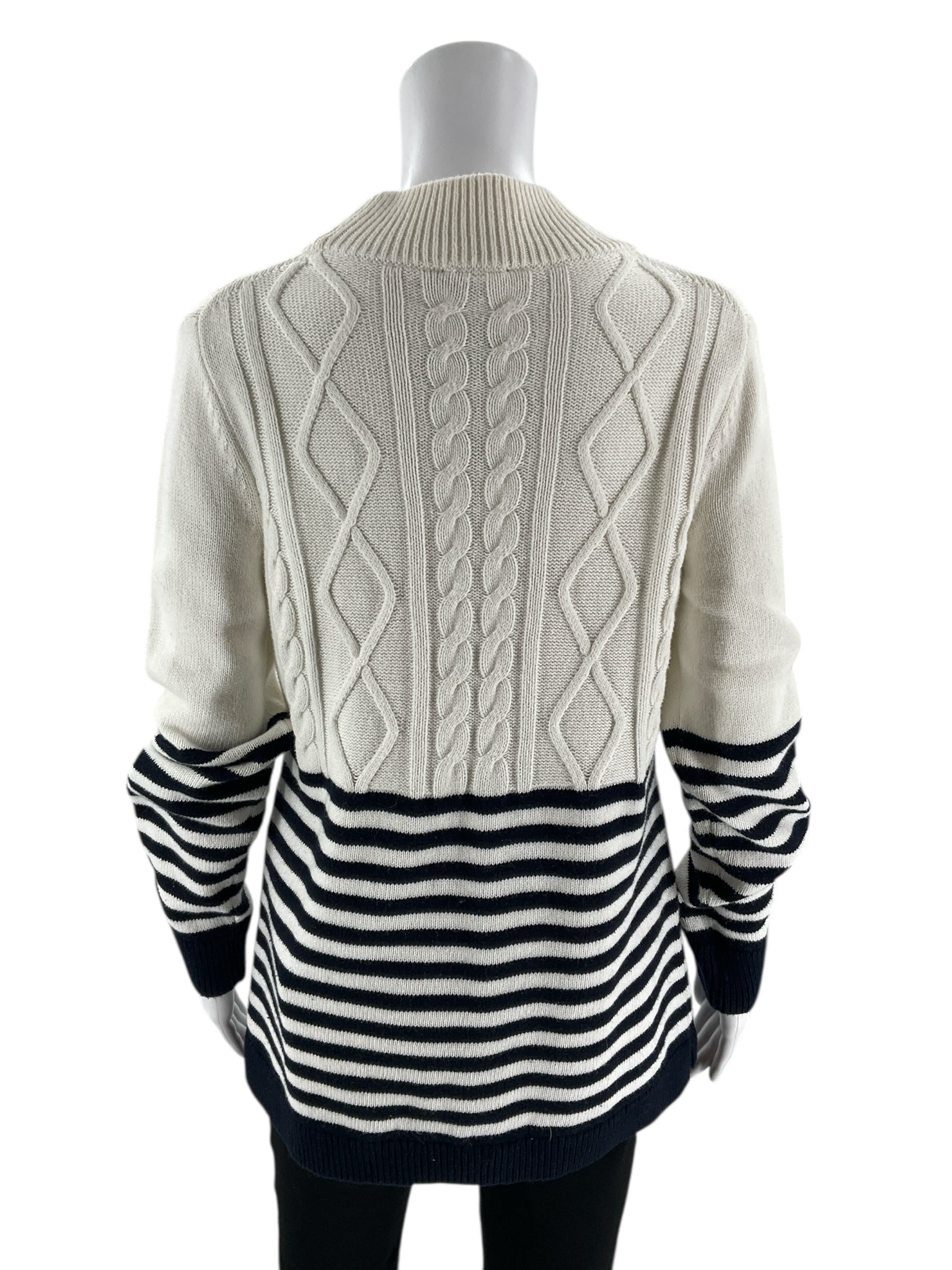 Talbots - Ecru/Navy Stripe Pre-Owned Ladies Casual Top - Size Medium