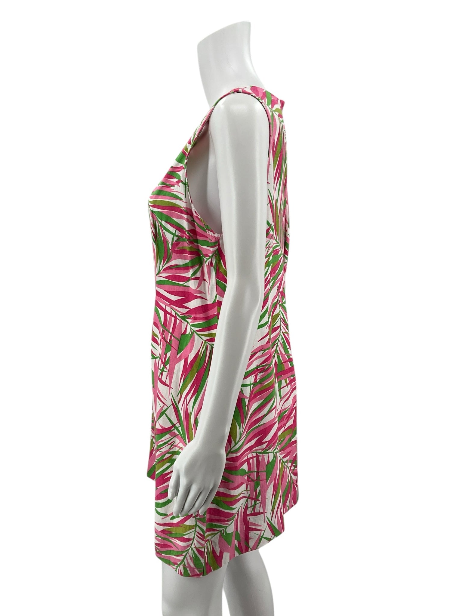 Ruby Rd Pink/White/Green Tropical Pre-Owned Ladies Dress - Size 12 Petite