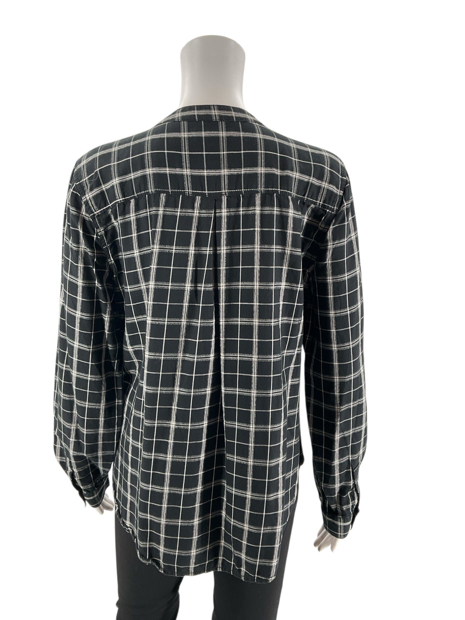 Calvin Klein Black/White Plaid Pre-Owned Ladies Top -  Size Large