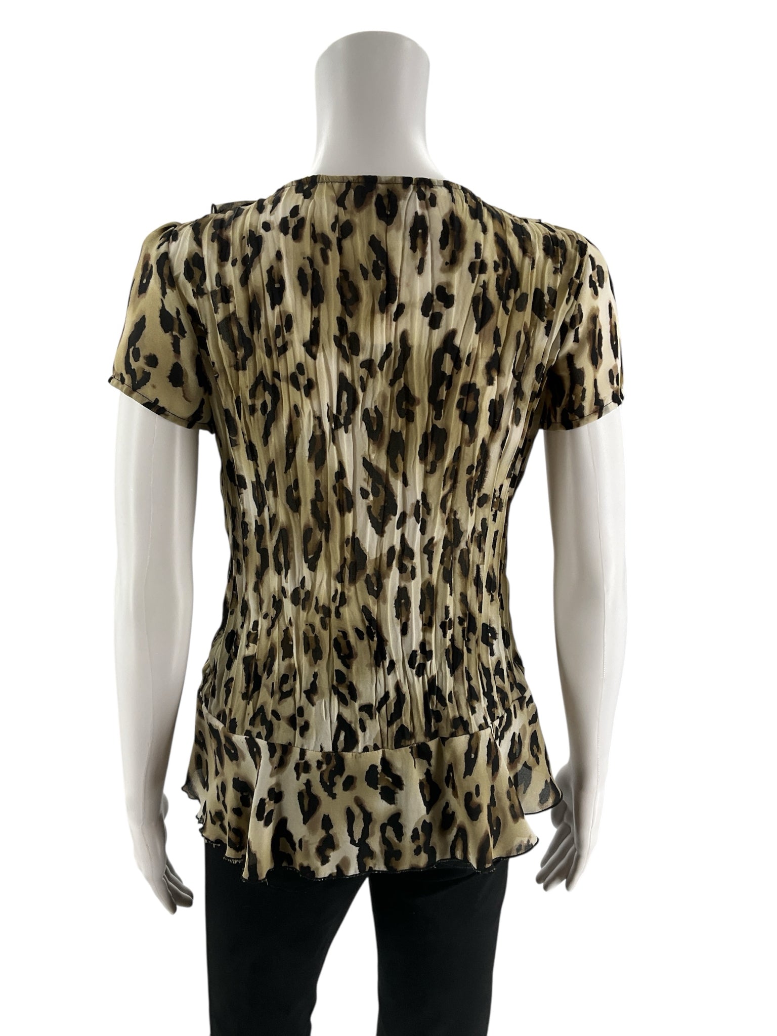 East 5th Brown/Black/Tan Animal Pre-Owned Ladies Top - Size Small Petite