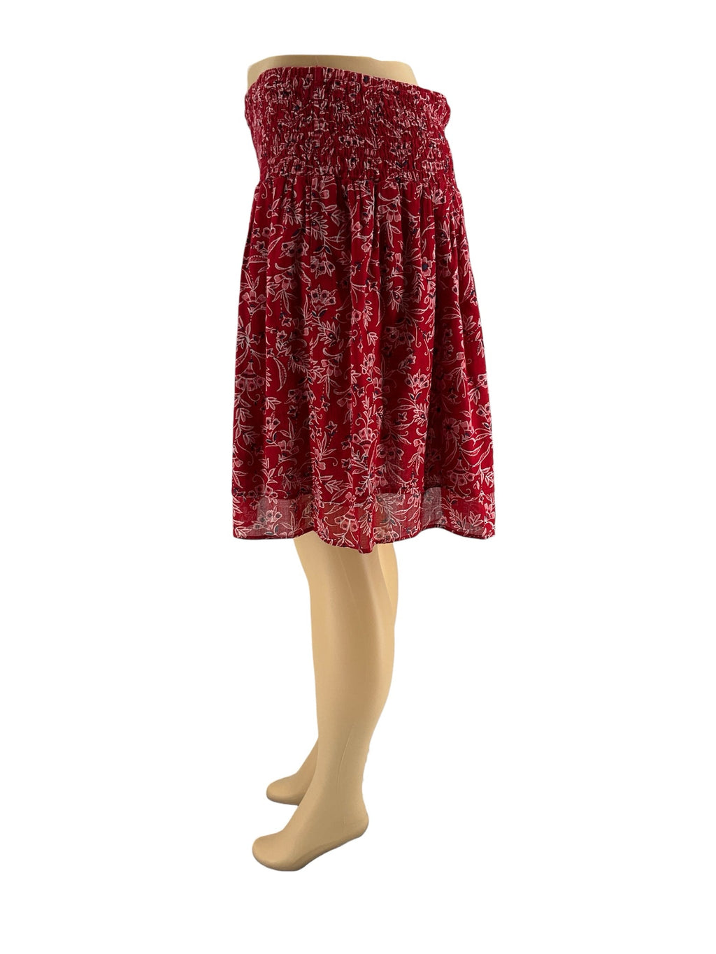 J Jill - Red/Navy Floral Pre-Owned Ladies Skirt- Size Medium