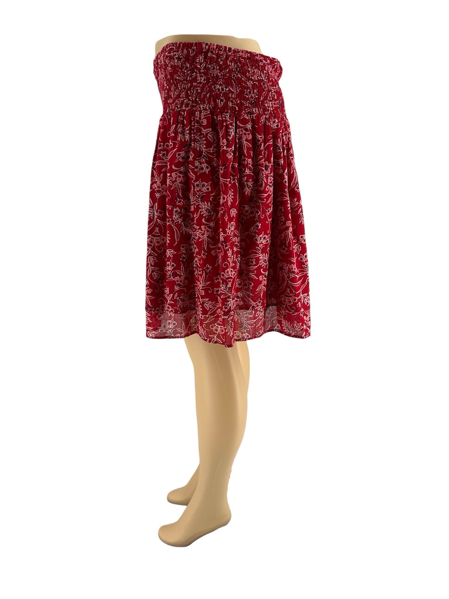 J Jill - Red/Navy Floral Pre-Owned Ladies Skirt- Size Medium