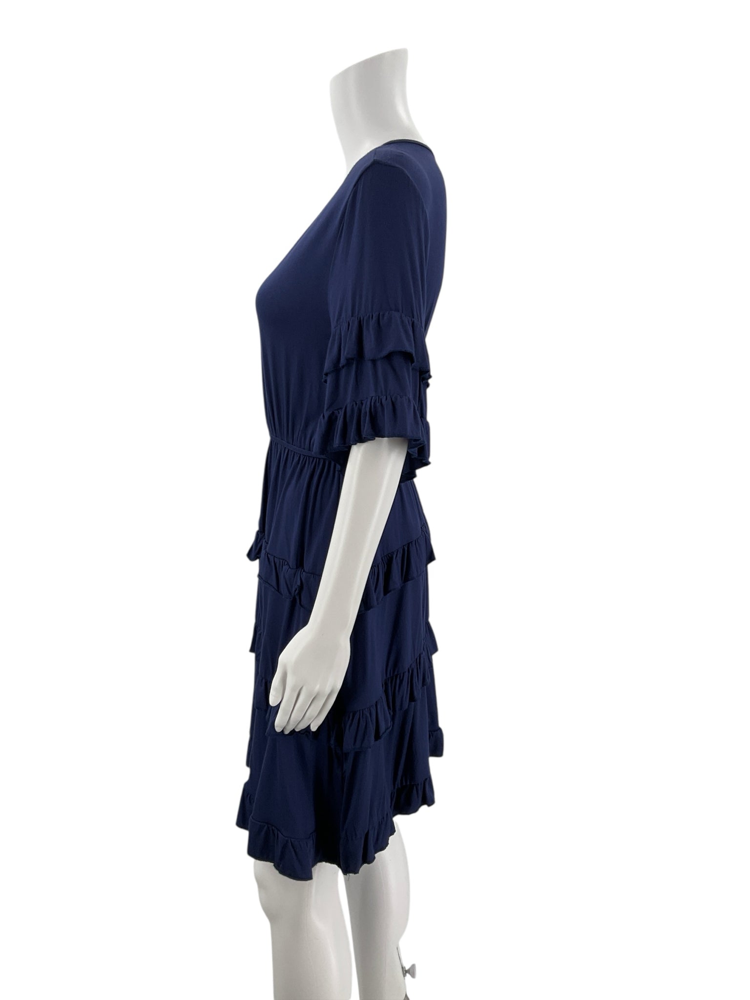 Jar of Love Navy Ruffle Pre-Owned Ladies New With Tags Dress - Size Small