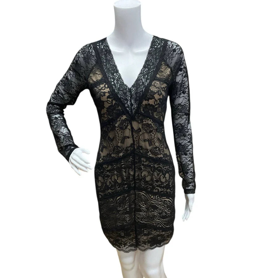 BDB Black/Tan Lace Pre-Owned Ladies Dress - Size Medium