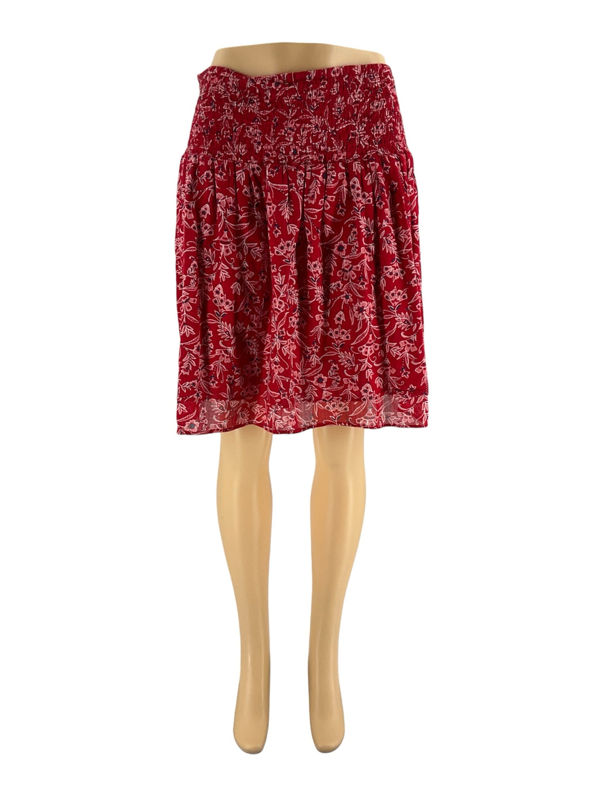 J Jill - Red/Navy Floral Pre-Owned Ladies Skirt- Size Medium