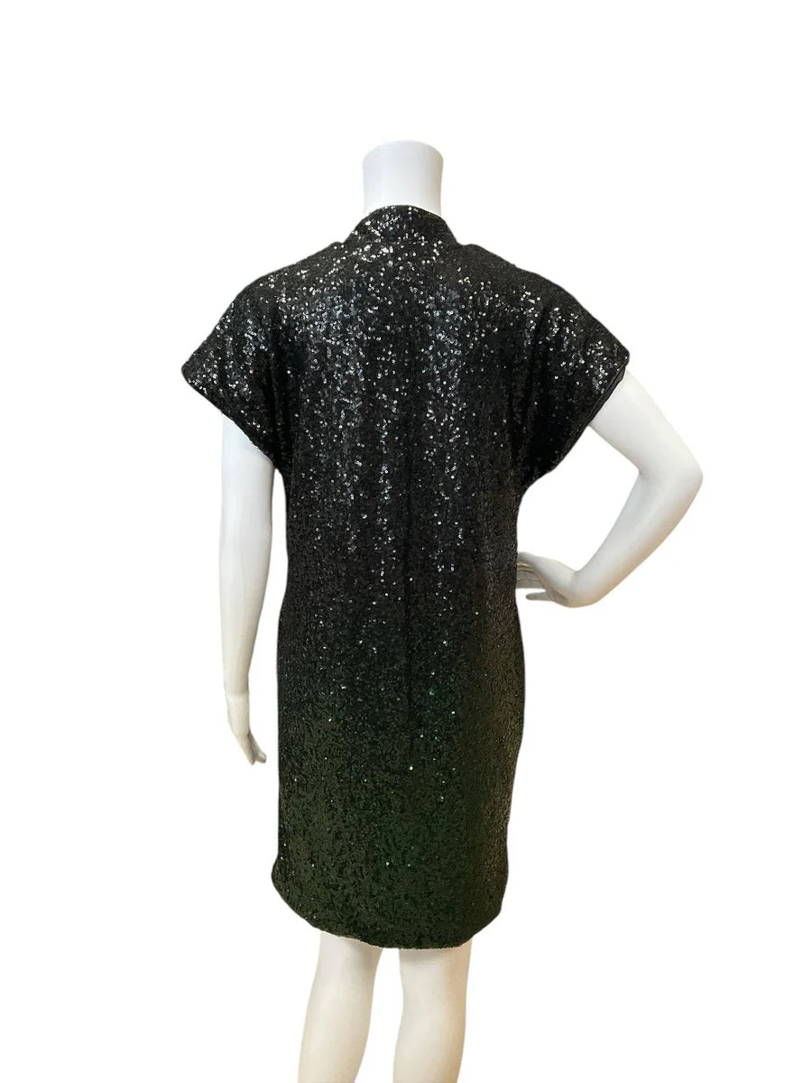 Johnny Was Black/Green Sequin Pre-Owned Ladies Dress - Size XS