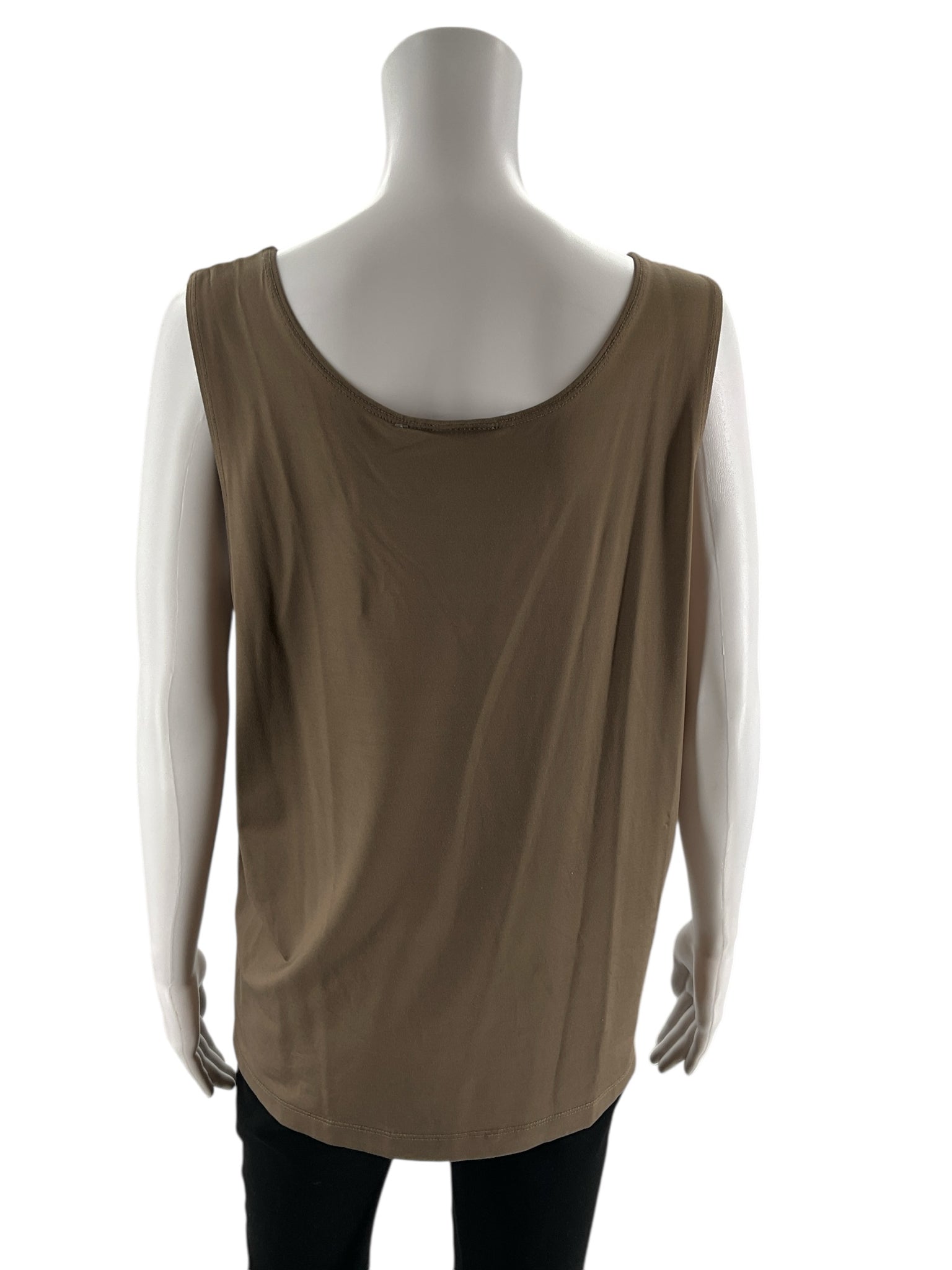 No Brand - Taupe Solid Pre-Owned Ladies Casual Top - Size Large