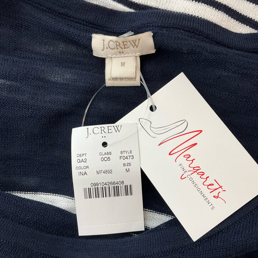 J Crew Navy/White Stripe Pre-Owned Ladies New with Tags Top - Size Medium